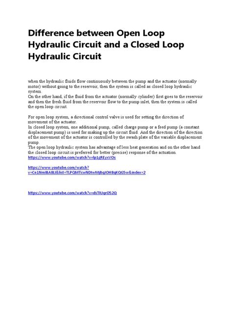Image result for What Is Function of Open Loop Hydraulic System
