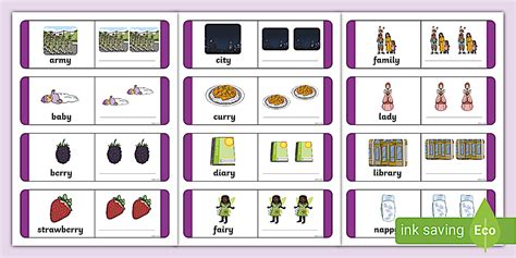 Fill in the Plurals y to ies Cards