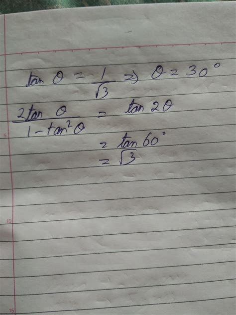 if tan theta 1 upon root 3 then find the value of 2 tan theta upon 1 ...