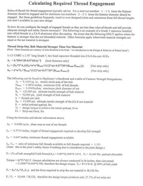 Image result for Thread Engagement Length Calculation