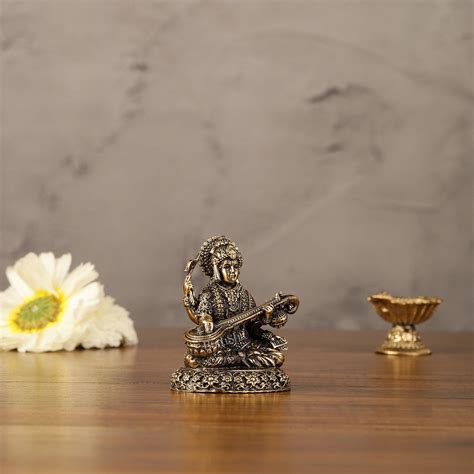 Pure brass superfine Small goddess Saraswati idol 3" – Budhshiv.com