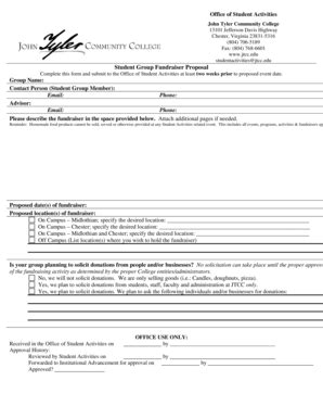 Fillable Online jtcc Student Group Fundraiser Proposal - John Tyler ...