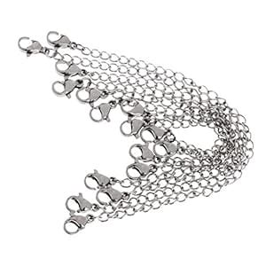 Rare 8pcs Silver Stainless Steel Lobster Clip Extender Chain Necklace ...