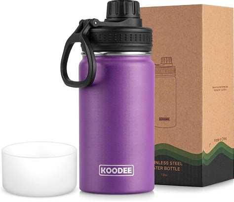 koodee Small Water Bottle 12 oz Stainless Steel Vacuum Insulated Wide ...