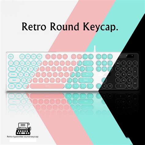 Ajazz AK325 Gaming Keyboard Backlit Wired Retro Keyboard 104 Keys Blac ...