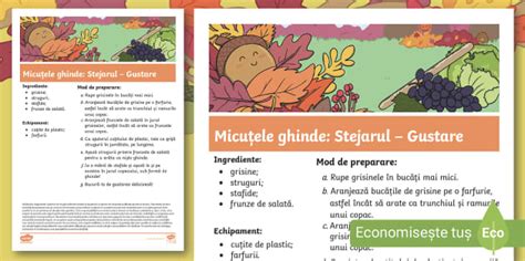 Micuțele ghinde: Stejarul – Gustare (teacher made)