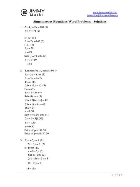 Word Problems Using Simultaneous Equations 的图像结果
