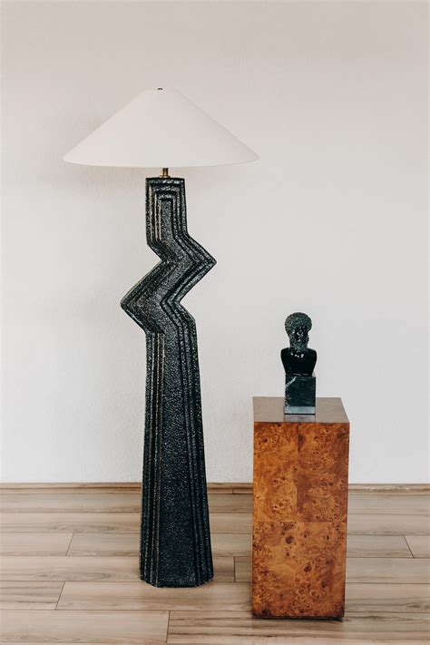 Postmodern Zig Zag Black Plaster Floor Lamp at 1stDibs
