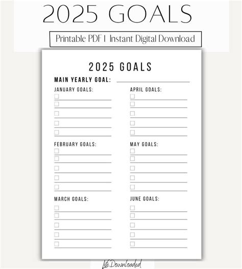 Printable 2025 Yearly and Monthly Goals Template L Instant Digital ...