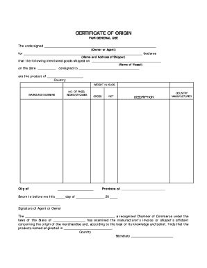 Fillable Online CERTIFICATE OF ORIGIN - TWI Group Inc Fax Email Print ...