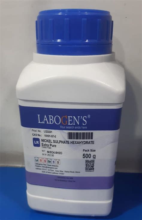 LABOGENS NICKEL SULPHATE (hexahydrate) 500GM, Assay : Min. 98% NiSO4 ...