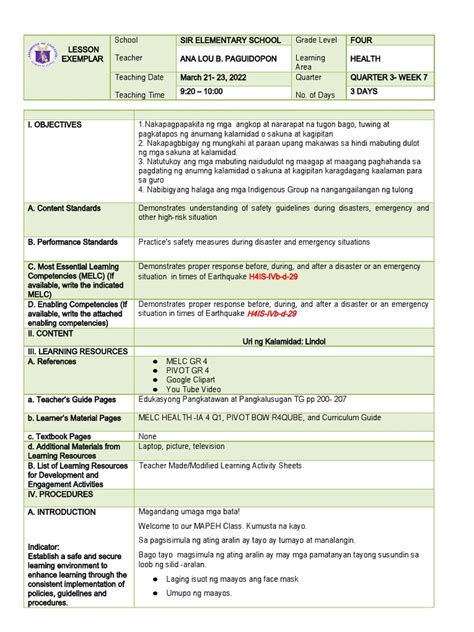 Image result for IUP Lesson Plan Example