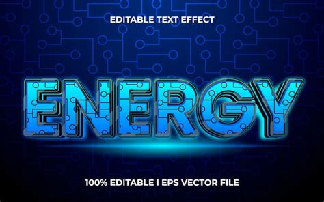 Energie 3D-Texteffekt mit Cyber-Thema. blaue Typografievorlage für ...