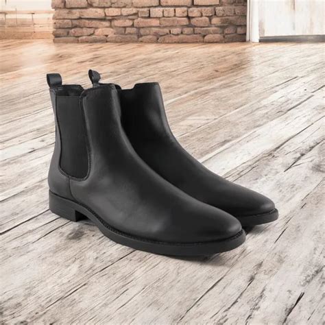 Freacksters Black Leather Side-Zip Extra Cushion Inner Sole Chelsea ...