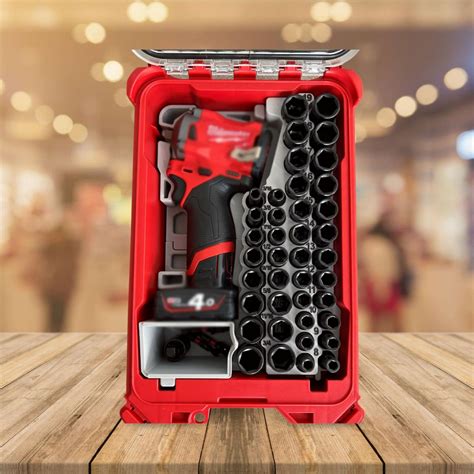 Milwaukee Packout M12 Stubby Impact Organizer | Compact Tool Holder for 3/8" Stubby Impact and ...