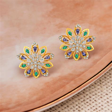 Appealing Contemporary Floral Diamond Stud Earrings