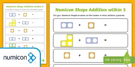 👉 Numicon Shape Addition within 5 Activity