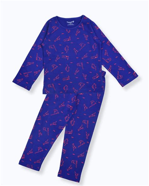 Blue Dinosaur Printed Cotton Night Dress for Kids – FunKrafts Shop