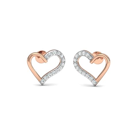 Studded Half Heart Studs | 18k Rose – Starkle