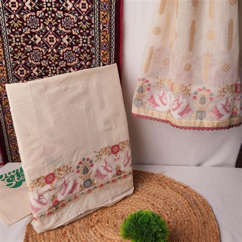Cloudlike Cotton Off-White Pure Cotton Unstitched Suit Set – Gajarai