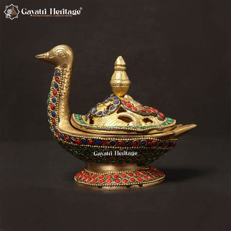 Brass Peacock Dhoop Dani – Elegant Incense Holder | Gayatri Heritage