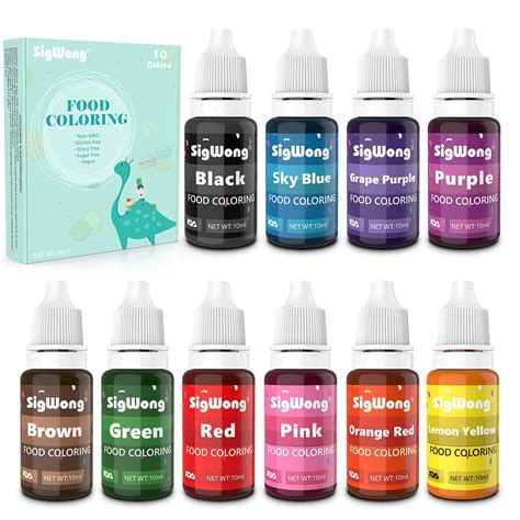 Food Coloring 10 Color Concentrated Liquid Food Colouring Set Neon ...