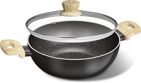 Bergner Bellini Plus Aura 5-Layer Non-Stick 20cm Kadai with Glass Lid ...