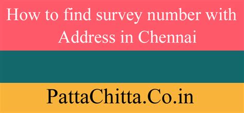 How to find survey number with address in chennai - PattaChitta