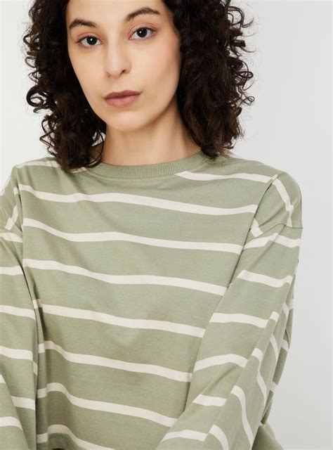 Buy Women Striped Cropped T-shirt Online at just Rs. 599.0 ...