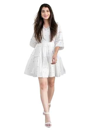 Buy ETEX Stylish White Colour WESTRAN Kurti (Large) at Amazon.in
