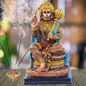 Buy WELNO Hanuman Statue Sitting Metal Finish Idol Decorative Showpiece ...