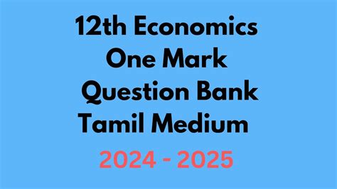 12th Economics One Mark Question Bank Tamil Medium 2024 - 2025 | Kalvi ...