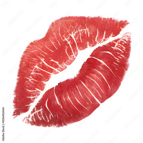 Red lipstick mark kiss isolated on transparent white background, png ...