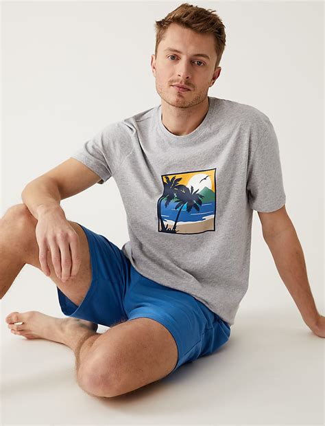 Buy Pure Cotton Palm Tree Pyjama Set at Marks & Spencer