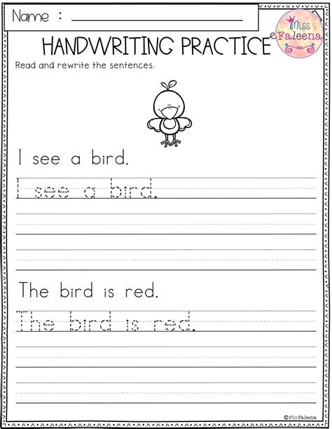 Printable Handwriting Kindergarten Writing Sentences Worksheets ...