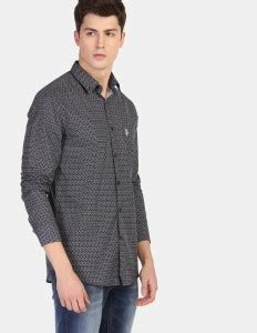 U.S. POLO ASSN. Men Printed Casual Blue Shirt - Buy U.S. POLO ASSN. Men ...