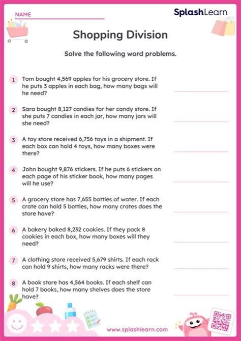 Image result for Division Worksheets Grade 4 Word Problems
