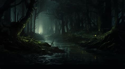 Realistic dark forest wallpaper art with bioluminescence | Premium AI ...