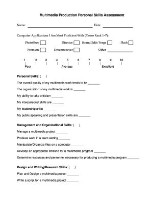 Fillable Online media lanecc Multimedia Production Personal Evaluation ...