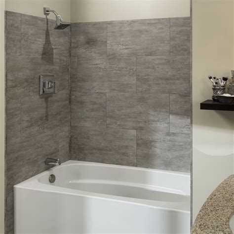 Palisade 25.6in x 14.8in Vinyl Wall Tile Shower Kit in Adobe Drift ...
