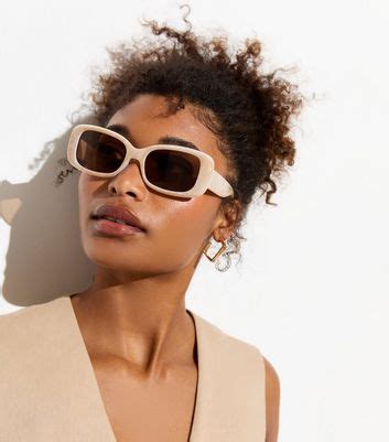 Light Brown Rectangle Frame Sunglasses | New Look