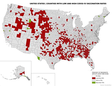[OC] United States | Counties with Low and High Covid-19 Vaccination ...