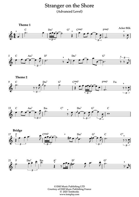 Stranger on the Shore (Advanced Level) (Acker Bilk) - Clarinet Sheet Music