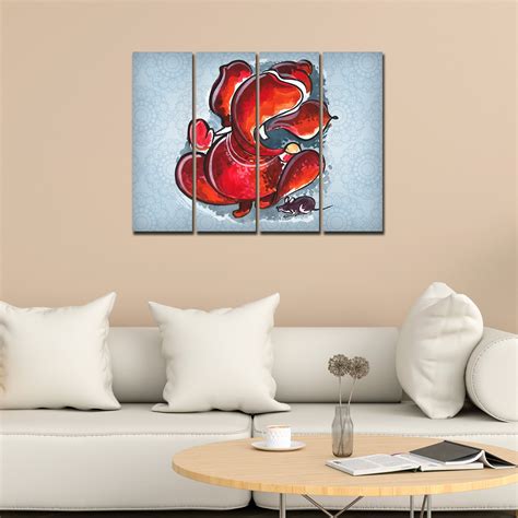 Divine Ganesha Abstract Art Canvas Wall Painting Set of 4 – Homcraft