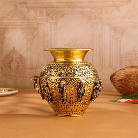 Brass Ashtalakshmi And Dashavatara Kodam/Kalash – Vedansh Craft