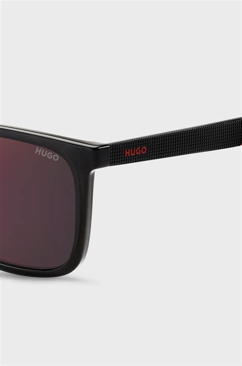 HUGO - Grey sunglasses with textured temples - Black