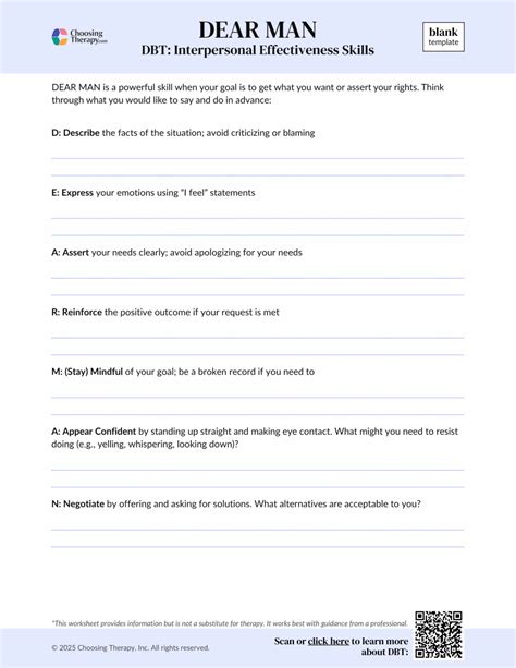 Free DBT DEAR MAN Worksheet (Printable PDF) | ChoosingTherapy.com