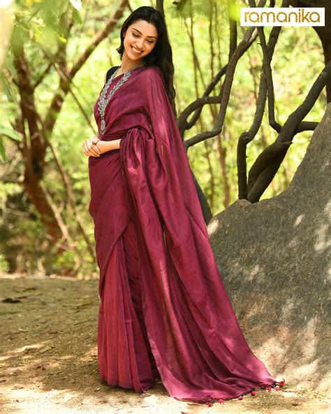Plain Cotton Saree with Blouse – Ramanika