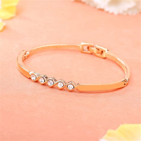 Buy Estele Rose Gold Plated Classic Cuff Bracelet with Crystals for ...