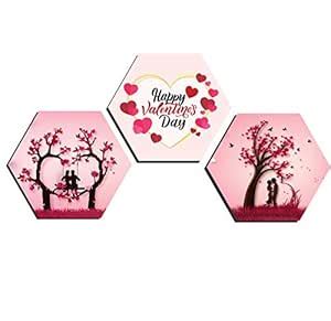 SAF paintings Hexagon Valentines Couple UV Textured Multi-Effect ...